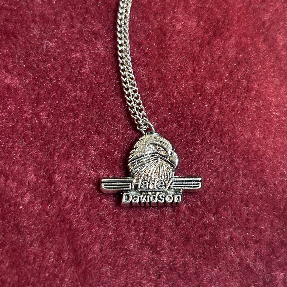 *RARE* VINTAGE DEADSTOCK STAINLESS STEEL HARLEY DAVIDSON w EAGLE HEAD NECKLACE